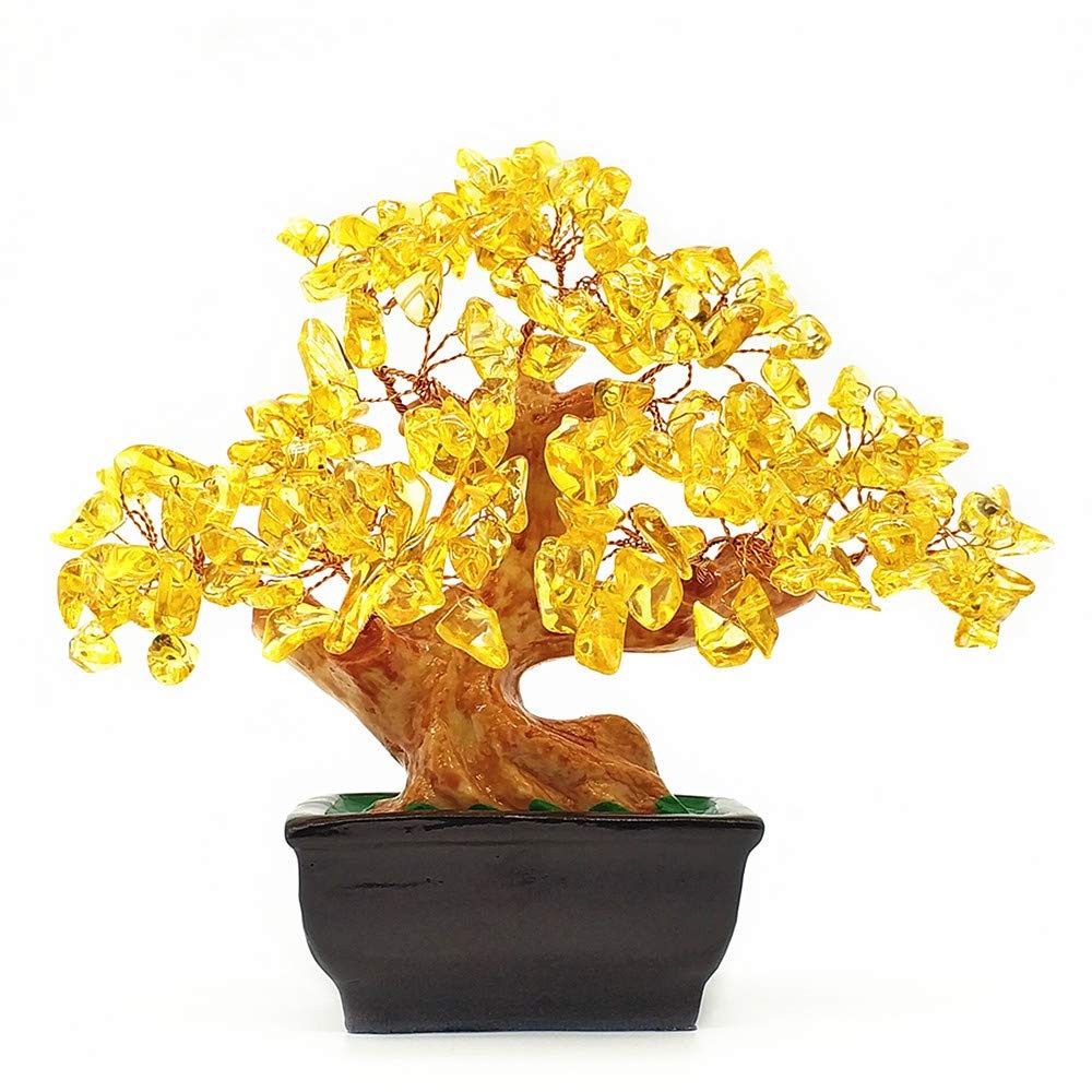 Feng Shui Quartz Crystal Money Tree Bonsai Style Decoration for Luck and Weal…