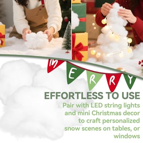 RAINFLOW 7 Ounce Christmas Fake Snow Cotton – Artificial Snow Stuffing White
