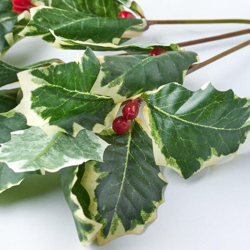 Bulk buy of 10 Variegated Artificial Holly Leaf Sprays