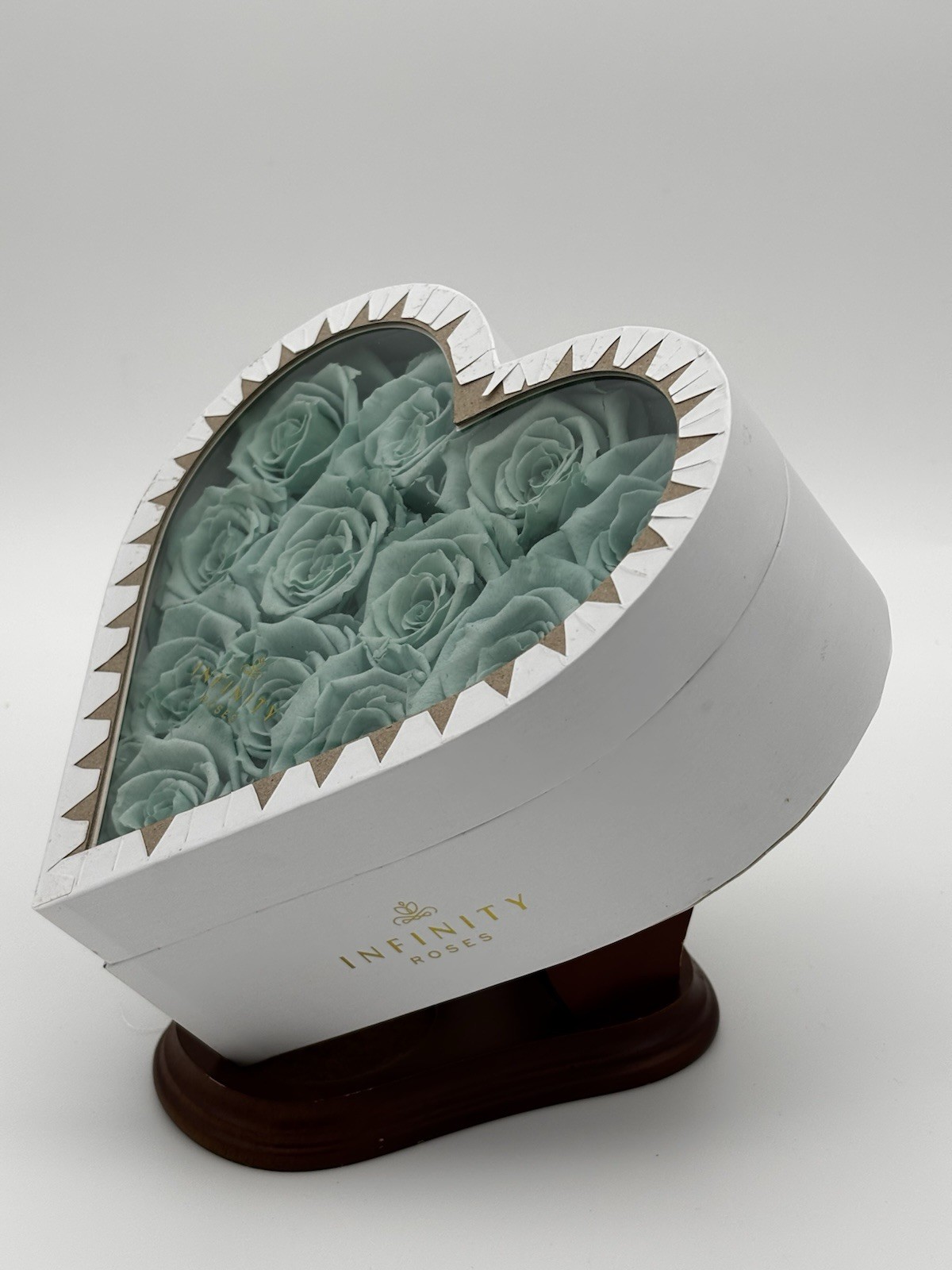 Luxury Preserved Aqua Roses Heart “Infinity Roses” Perfect Valentine’s Day Gift