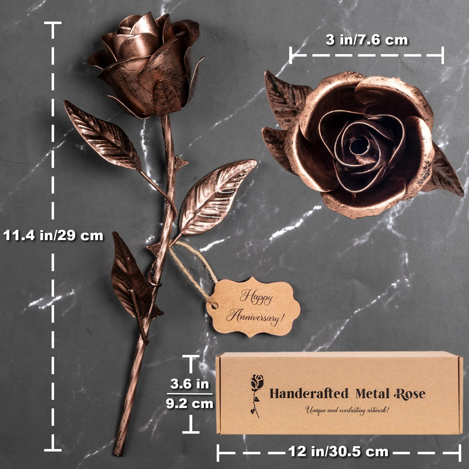 7 Year Anniversary Copper Gift for Her – Metal Rose Copper Gift for Wife 7Th Wed