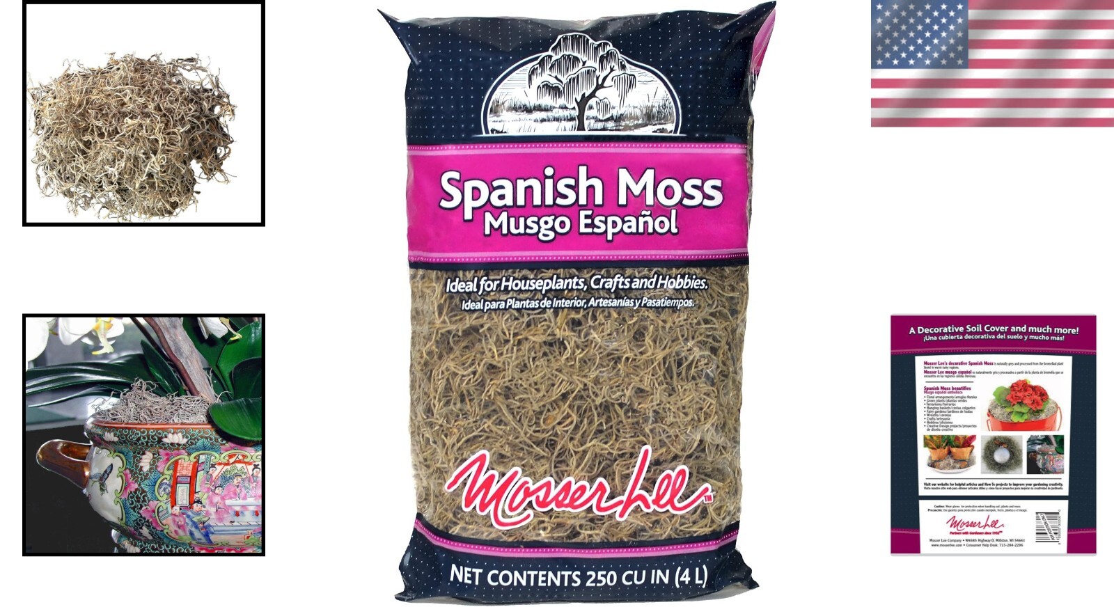 Natural Spanish Moss – 250 Cubic Inches for Terrarium and Flower Pot Elegance
