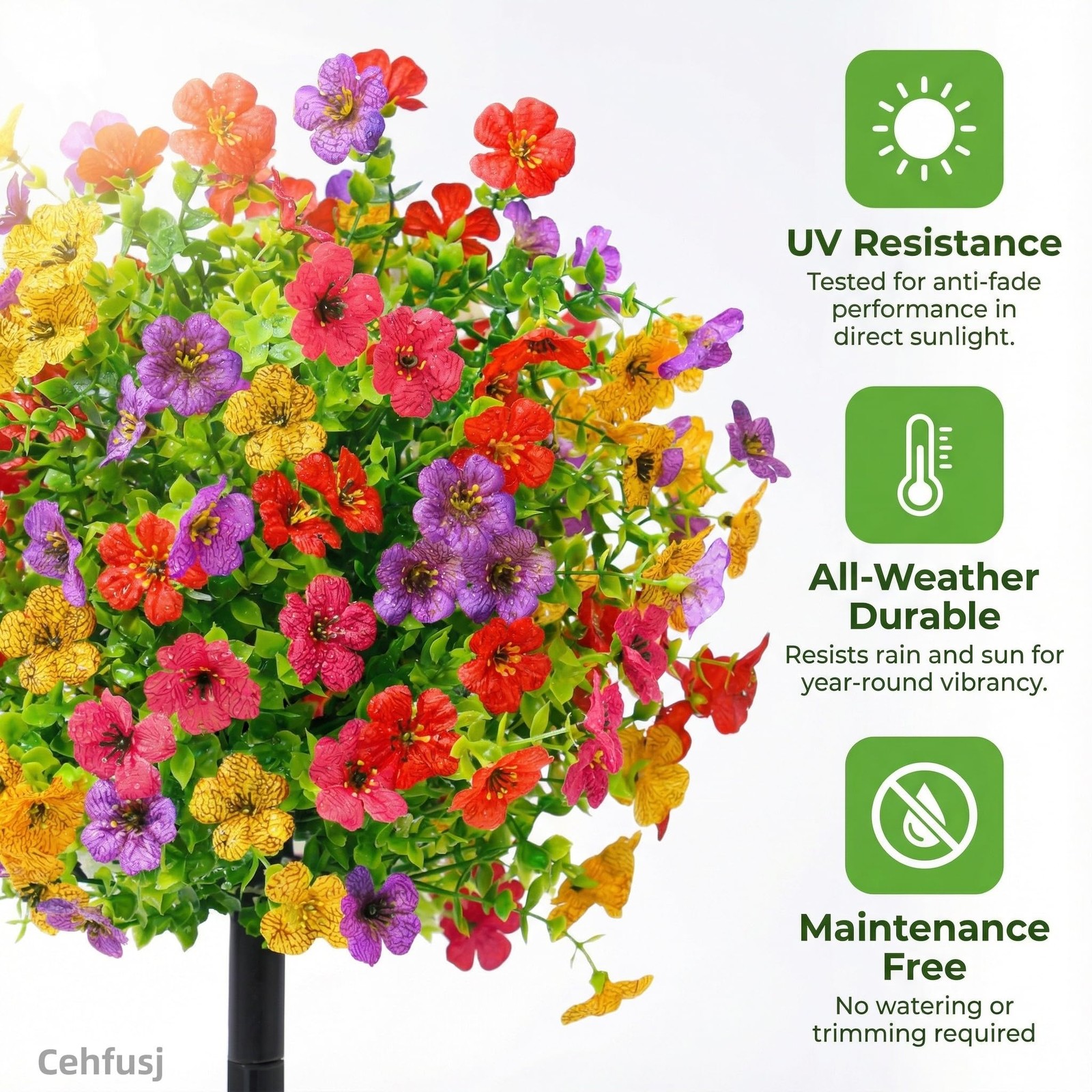 23.6″ Artificial Boxwood Topiary Ball Tree with Colorful Violet Flowers, Set …