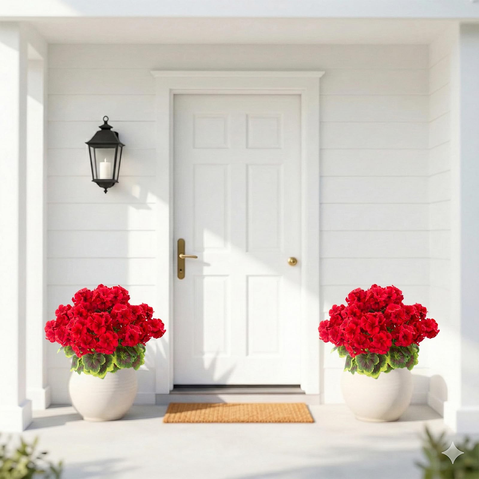 2 Pcs 19″ UV Resistant Fake Geraniums – Silk Potted Plants for Home, Office, Gar