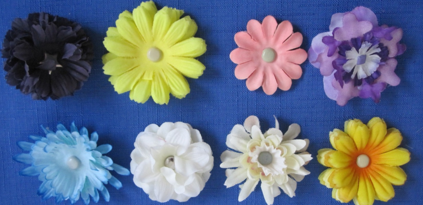 #6 Lot-49 Small/Medium Layers Used Silk Flower Petals 1-3″ Brads Multiple Colors