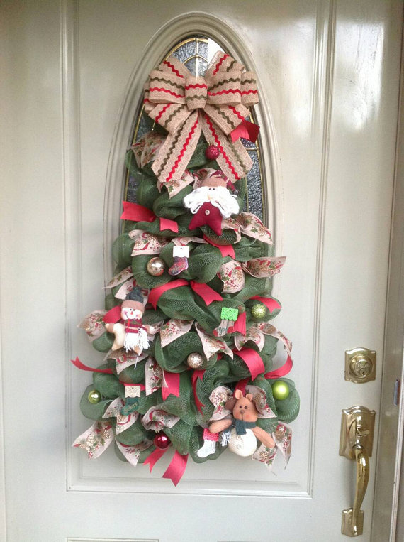 Christmas, Winter, Deco Mesh, Gift, Tree, Door, Decor, Welcome, Wreath