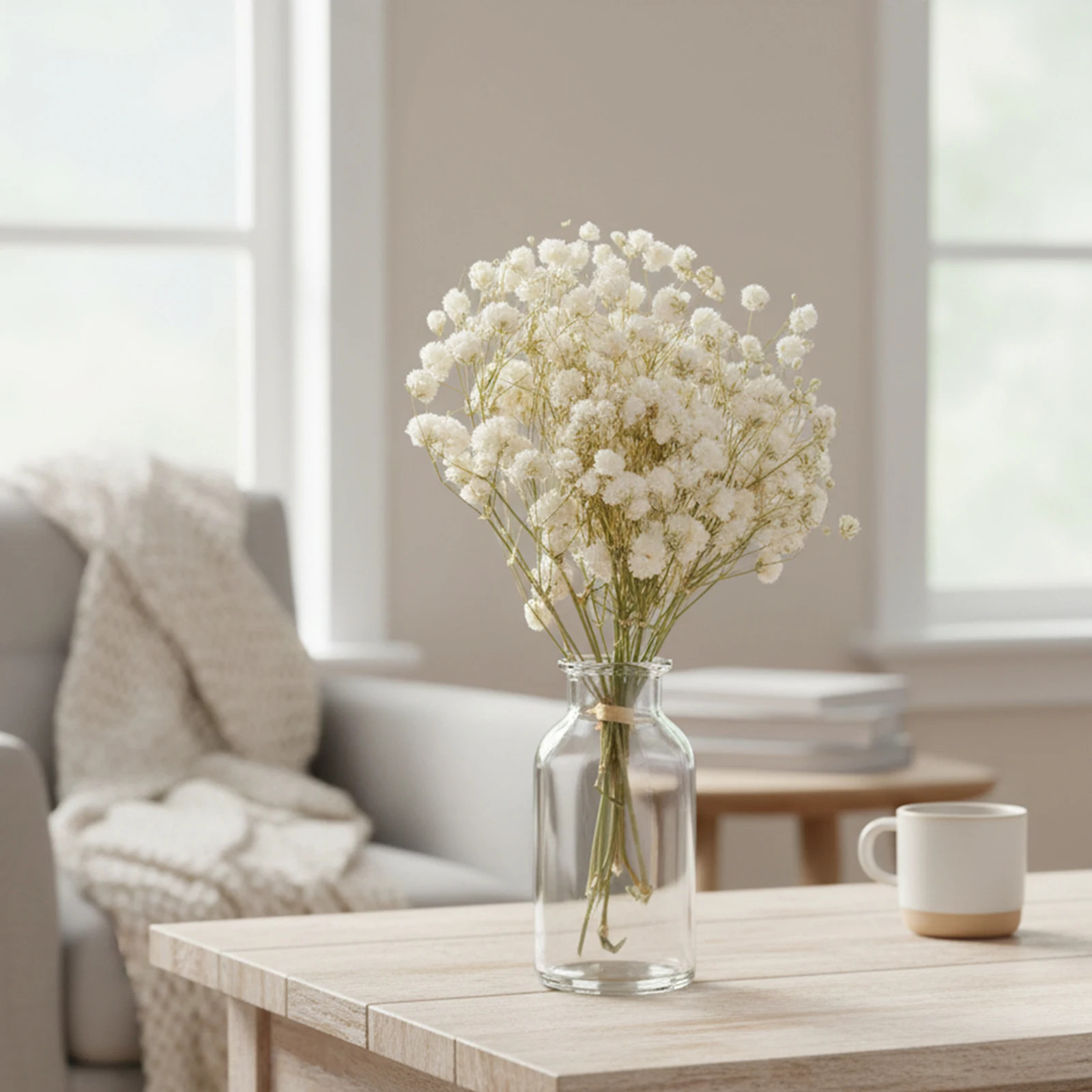 Preserved Mini Flower Bouquet with Baby’S Breath and Lover’S Grass for Home Wedd