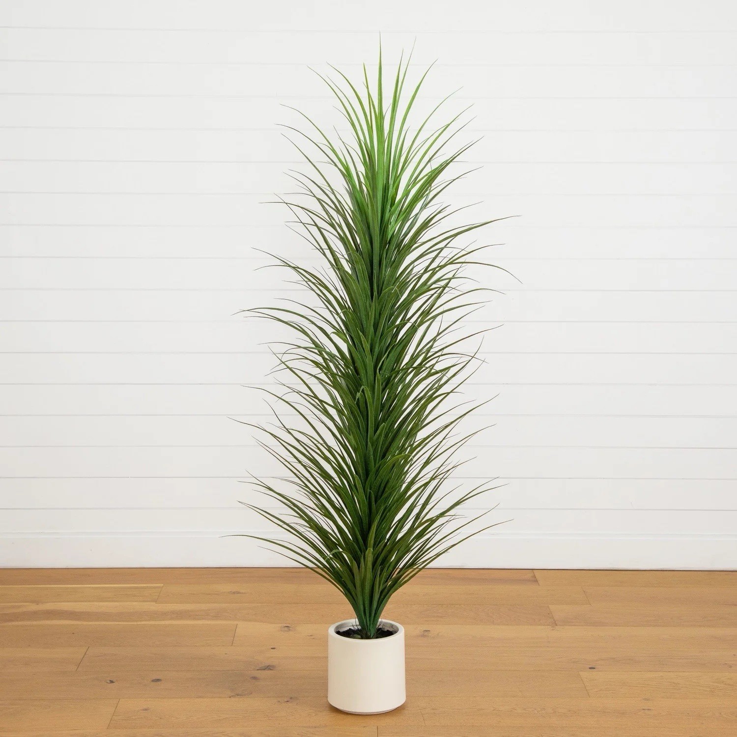 6’ UV Resistant Artificial Grass Plant in White Planter Indoor/Outdoor