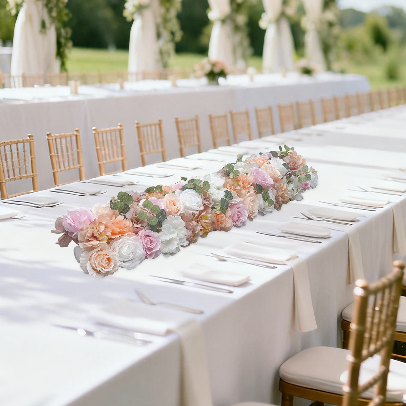 Artificial Flower Row Wedding Arch Flowers Draping Floral Garland Silk Vines New