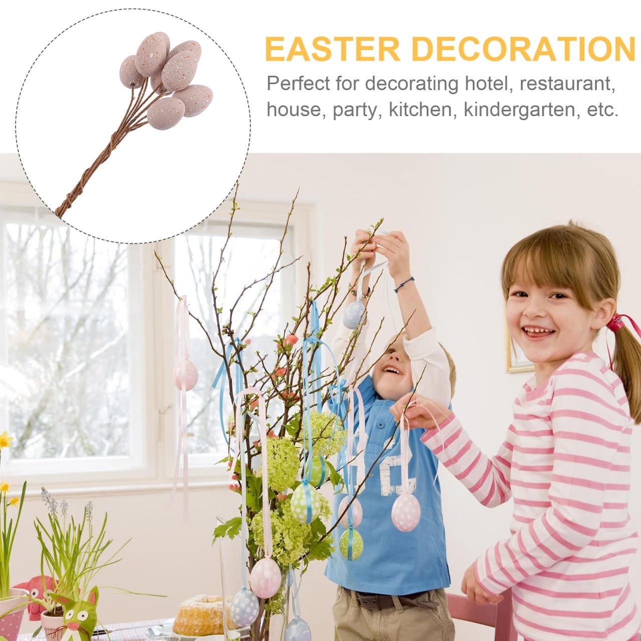 27pcs Easter Spotted Decoration Picks Lifelike Branch Ornaments for Holiday P…