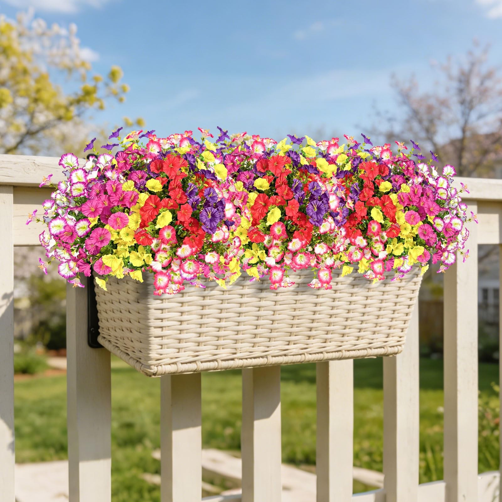 18 Bundles Artificial Faux Flowers Plants for Outdoors Decor-6 Colors