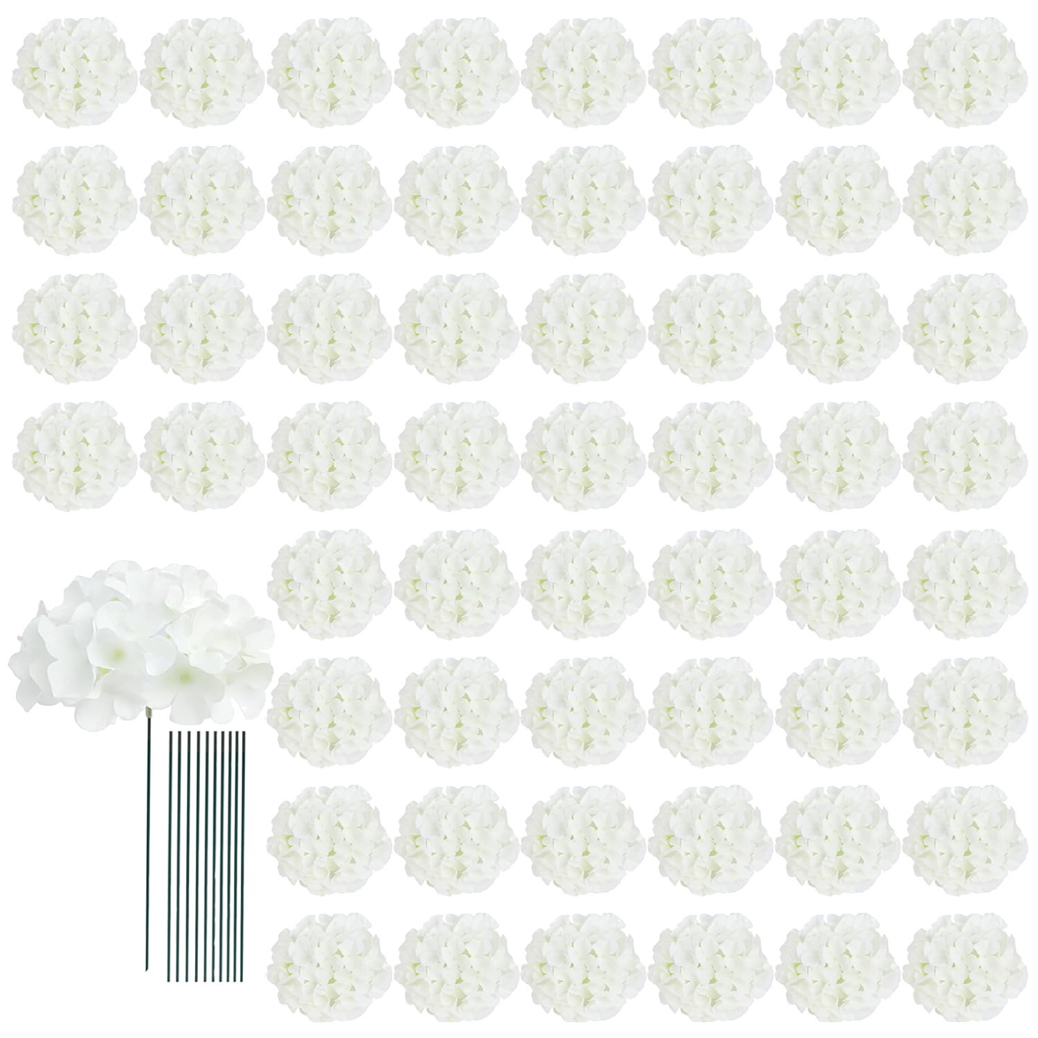 Ivory Faux Hydrangeas Bouquet – Pack of 65