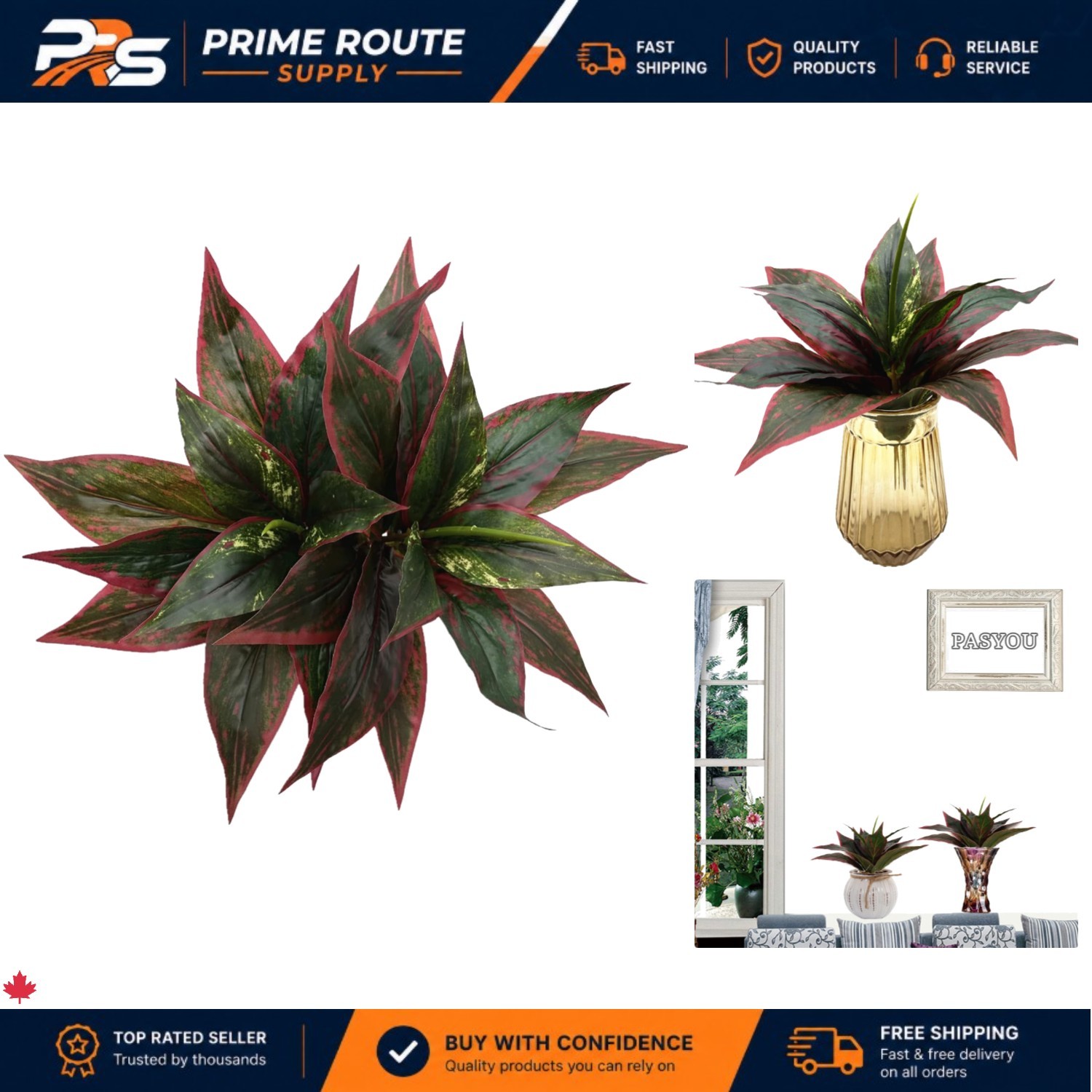 10″ Artificial Red Agave Plant Set – Lifelike Faux Decor for Indoor/Outdoor Use