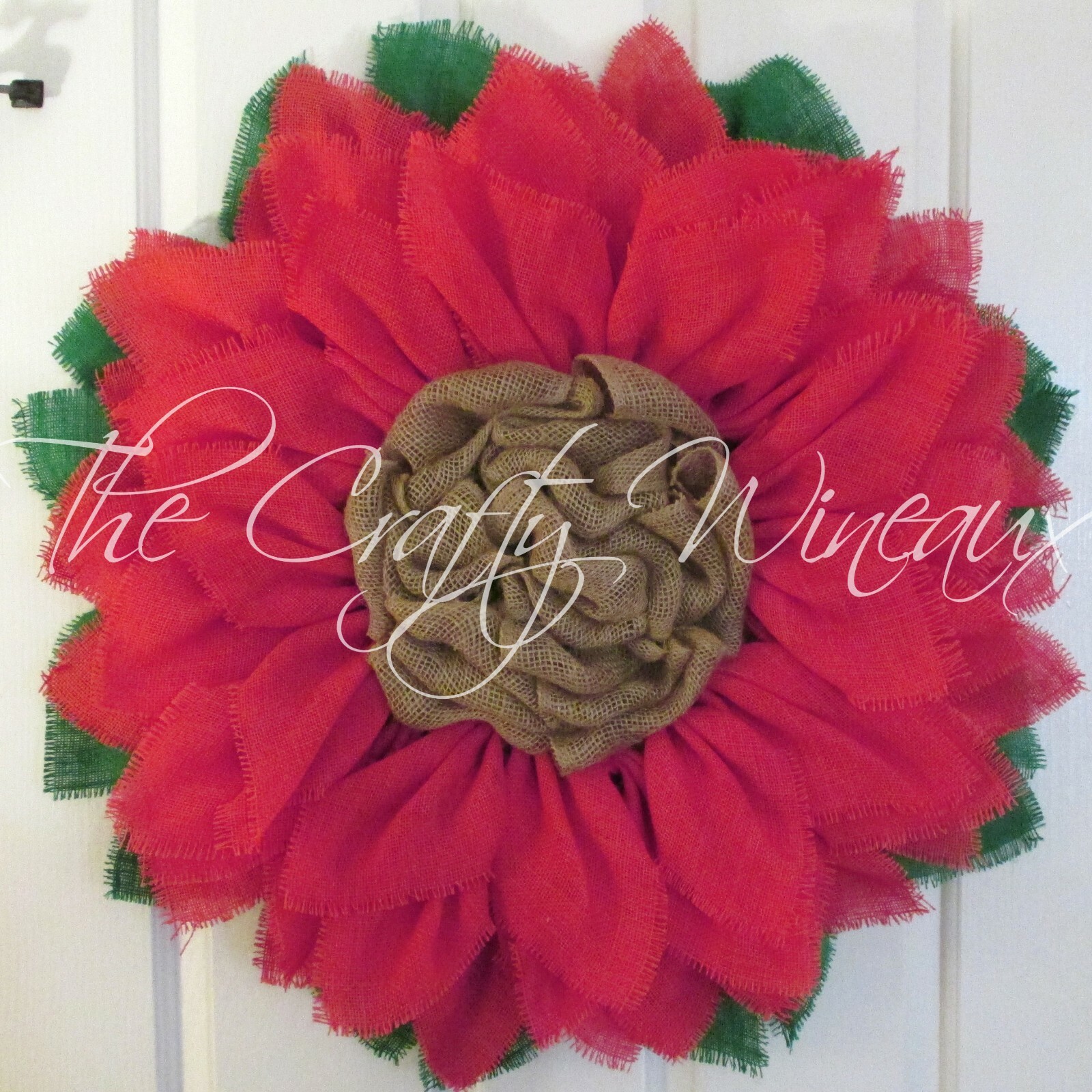The Crafty Wineaux – Extra Large 30″ Rich Coral Pink Burlap Sunflower Wreath