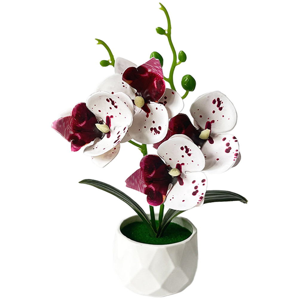 Artificial Butterfly Orchid Potted Plant with Diamond Base for Styling Use