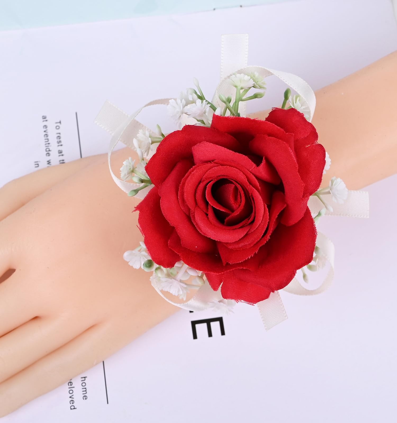 2 Pieces Party Prom Homecoming Artificial Rose Wrist Corsage and Boutonniere …