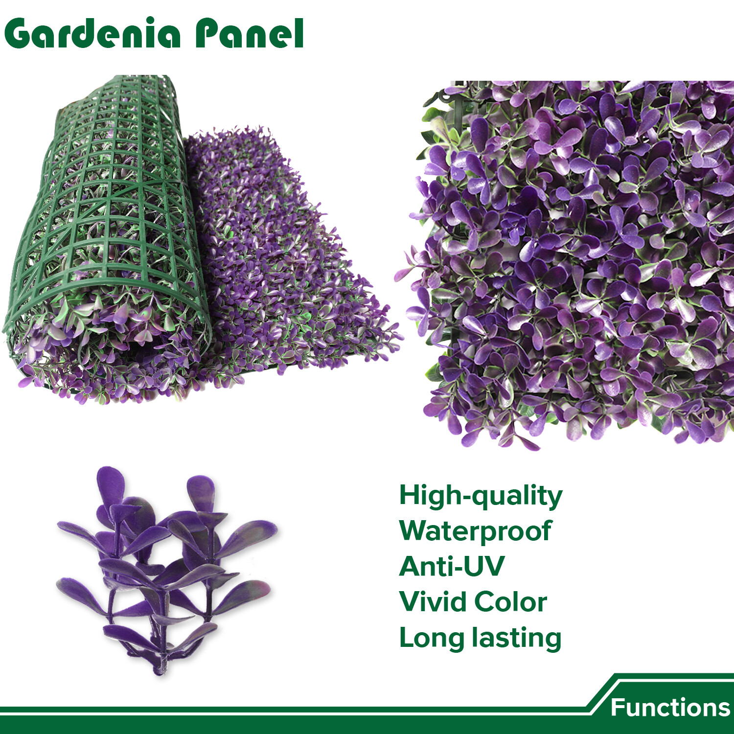 20″ Artificial Faux Purple Peanuts Outward Mats Wall Hedge Decor Panel DIY