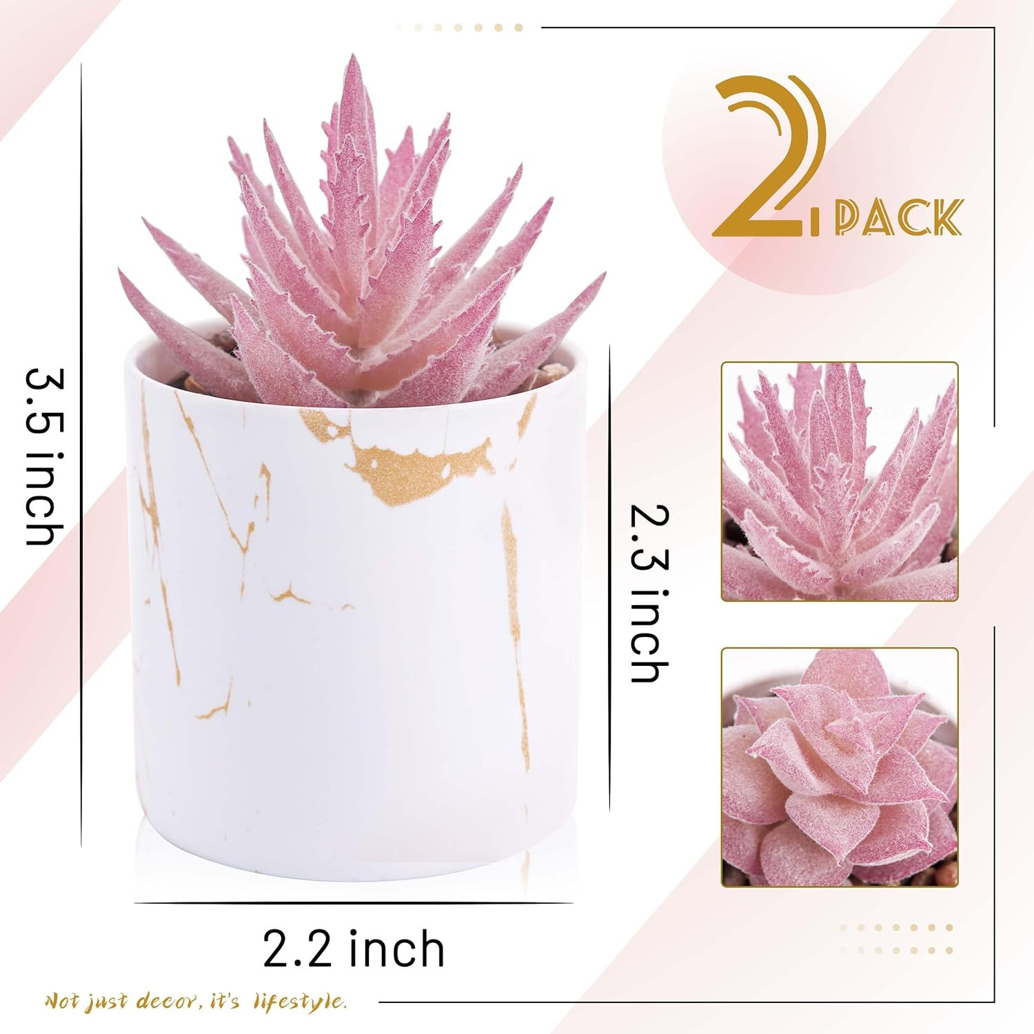 Set Of 2 Succulents Plant Artificial Mini Fake Succulents Plants For Office Desk