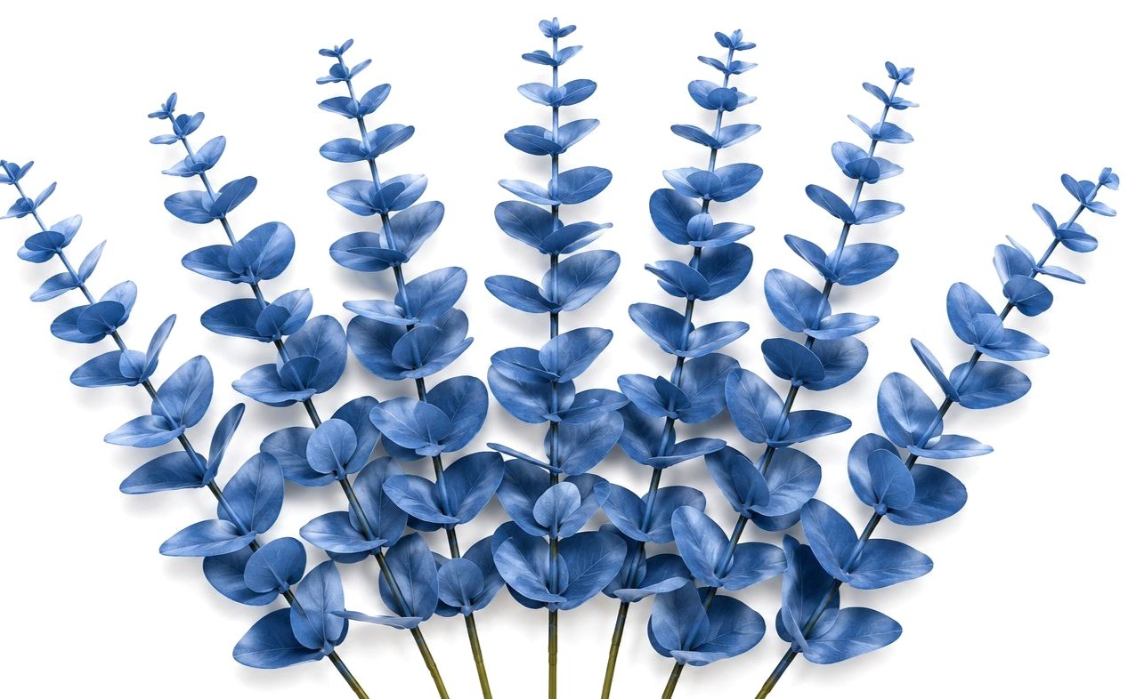French Blue Eucalyptus Stems Blue Eucalyptus Greenery Faux Eucalyptus Coastal De
