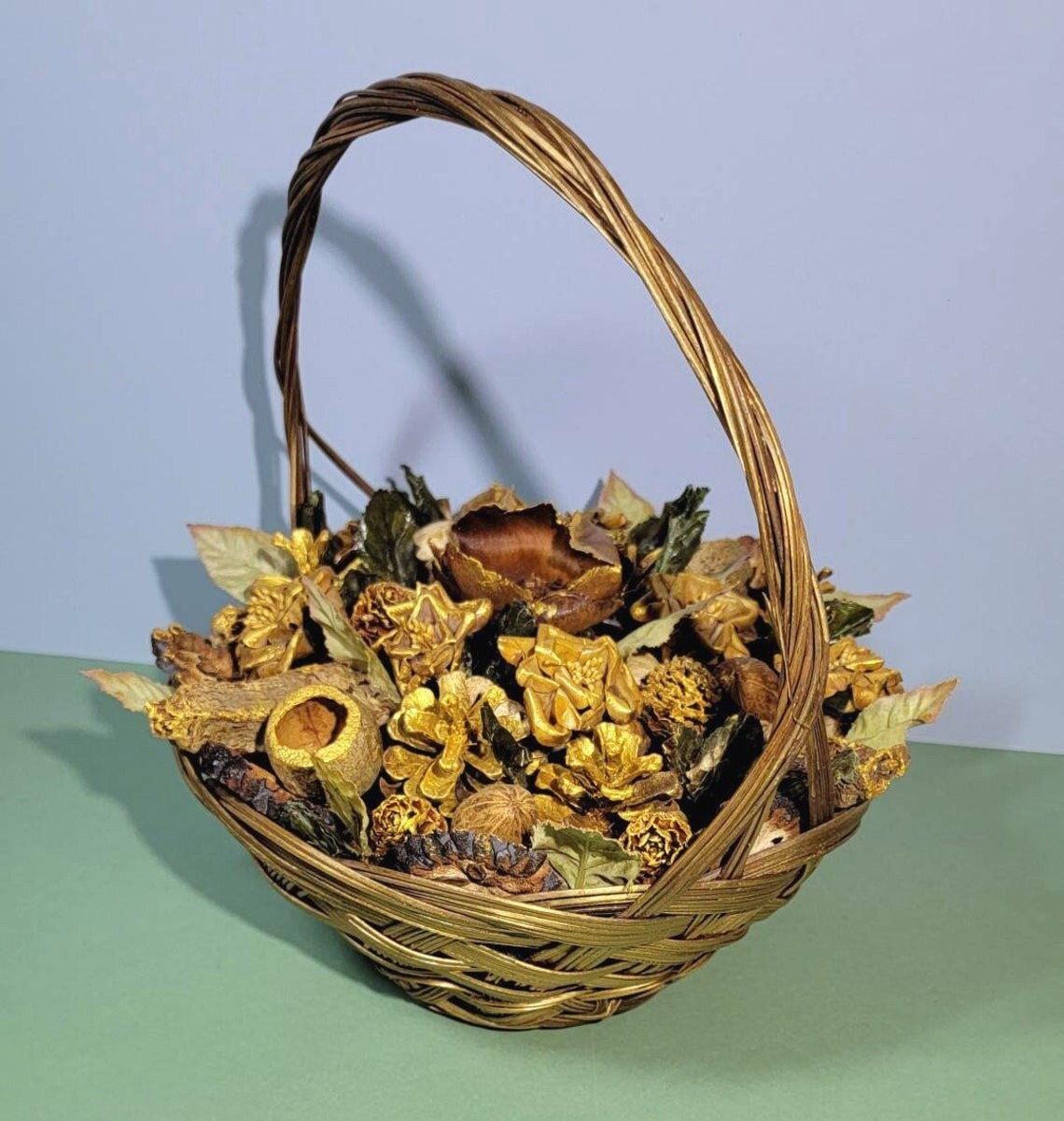Thanksgiving/Christmas Dried Arrangement Rich Botanical Basket Table Centerpiece