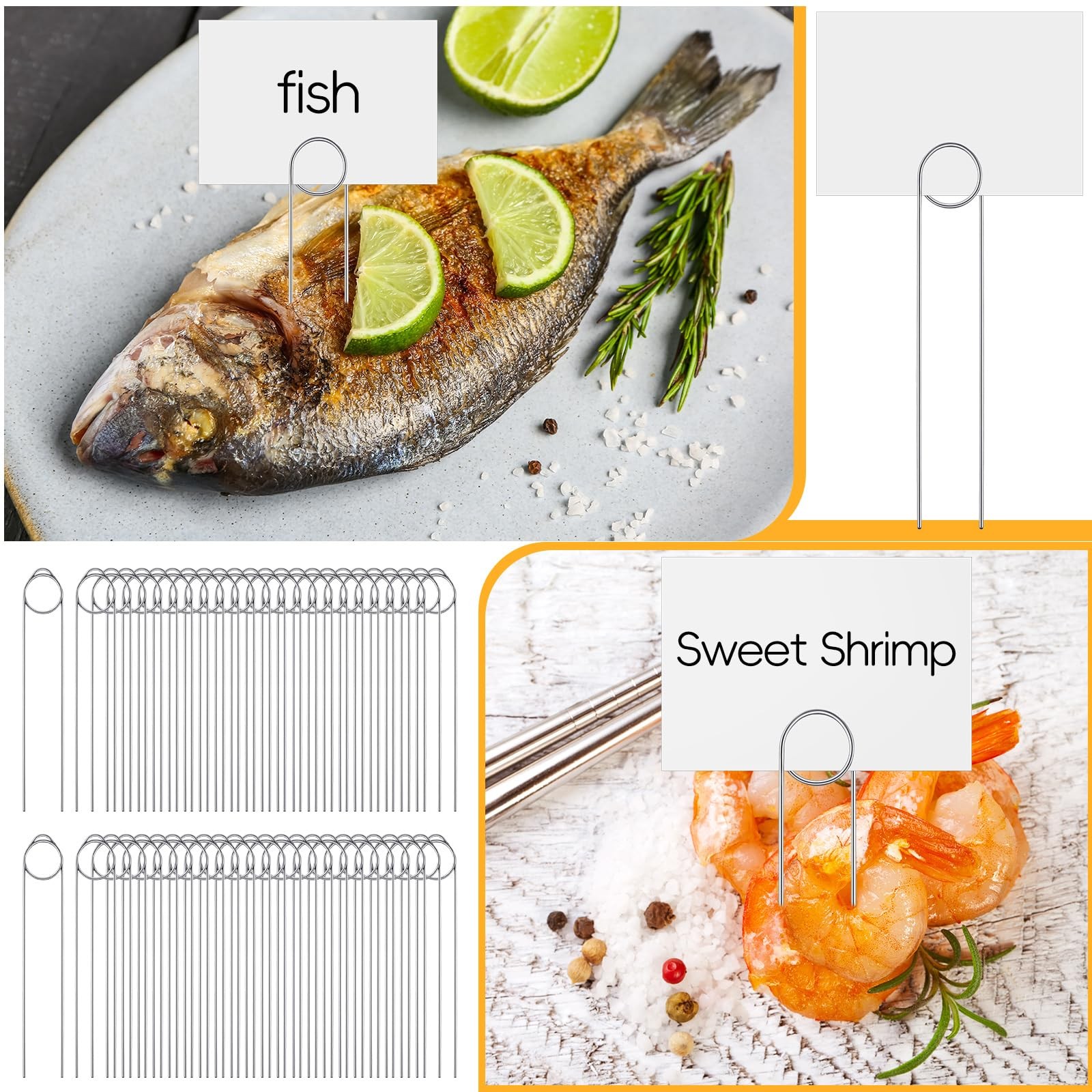 100 Pcs Floral Card Holder Picks 2.36 Stainless Steel Pin Sign Holder Pin Wir…