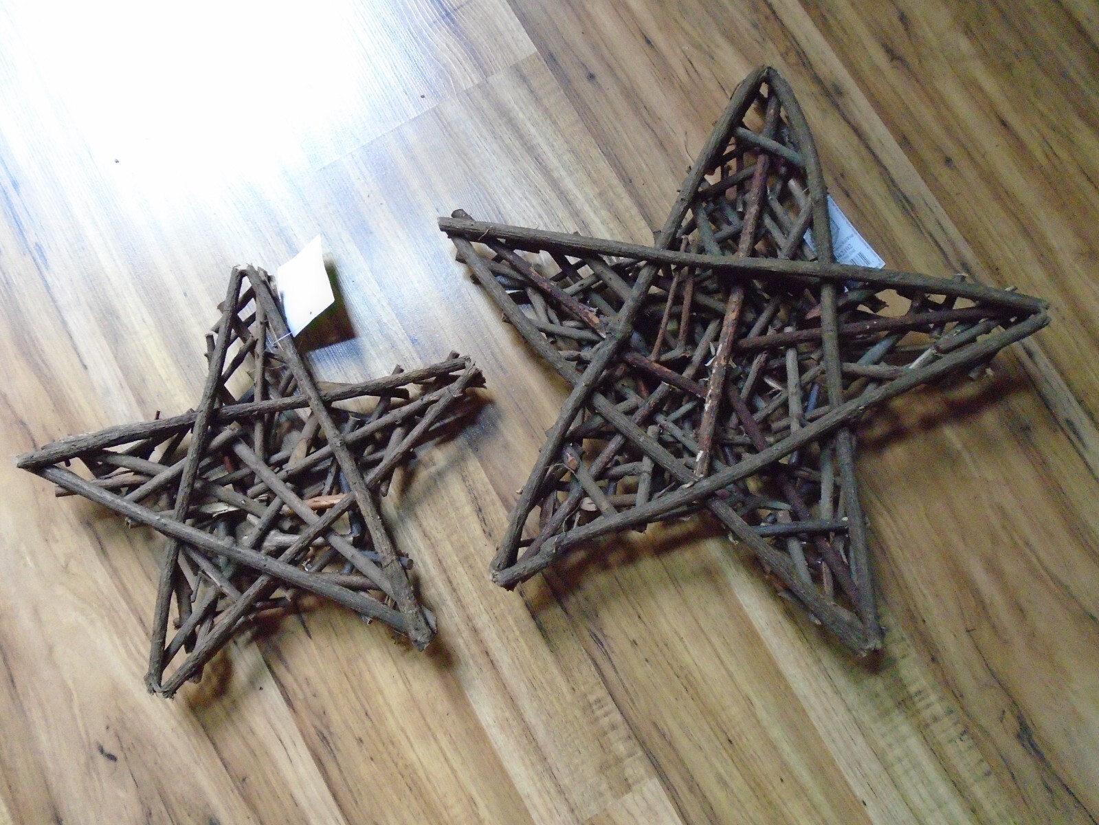 2 Natural Twig 3D Set Of Stars Rustic Home Decor 16″ 12″ Cabin Lodge