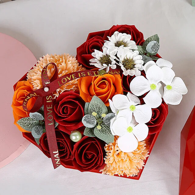 Fashion Heart Soap Flower Gift Set Valentine Roses Boutique Package Gifts