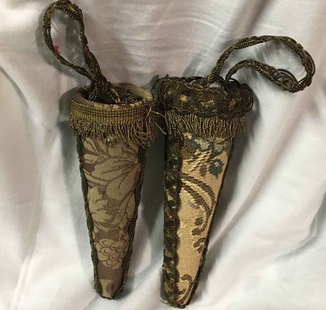 Fabric Covered Cone Flower Holder Wall Pocket Shabby Chic Floral Tussy Mussy