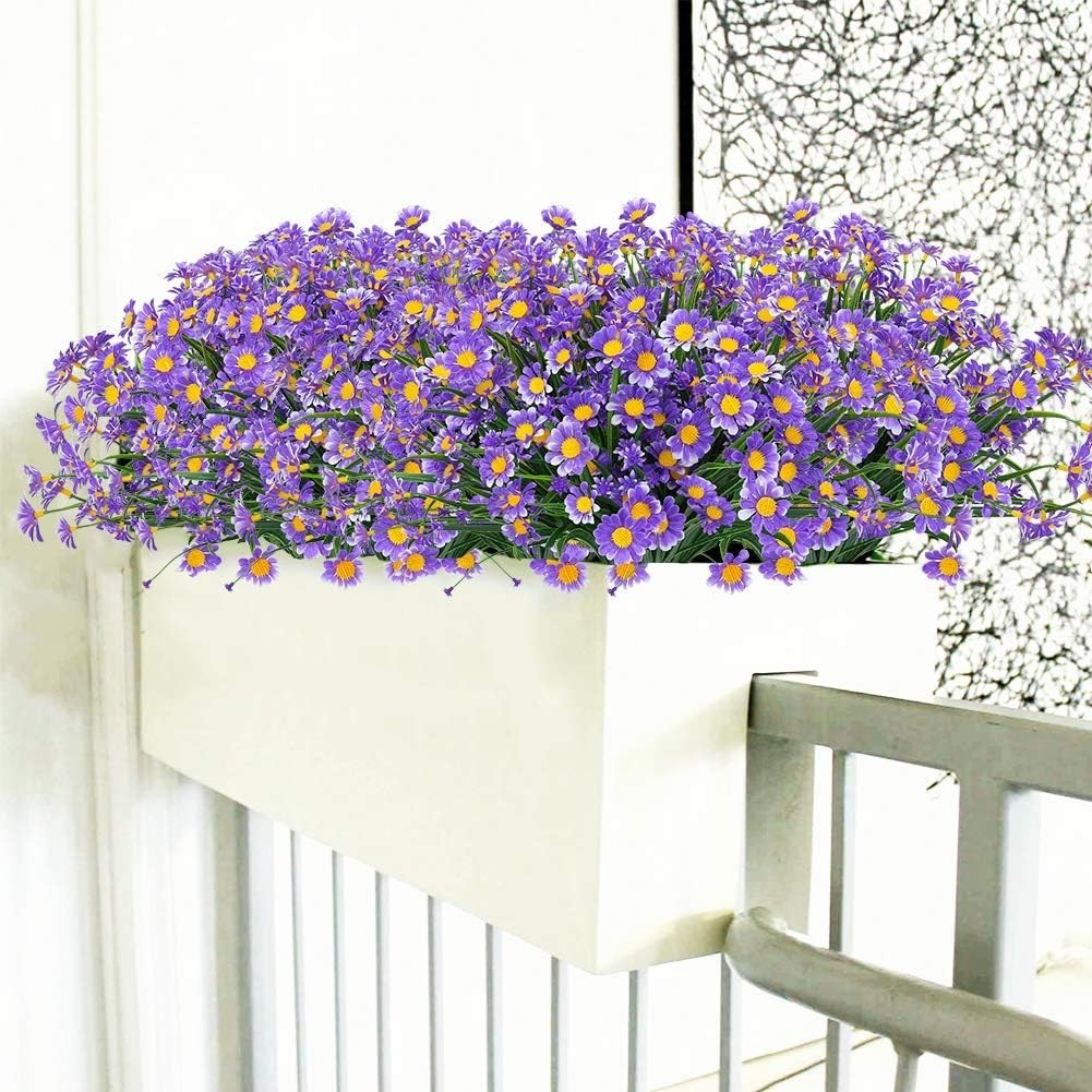 4 Bundles of Lifelike Artificial Daisies – Eco-Friendly Indoor/Outdoor Decor