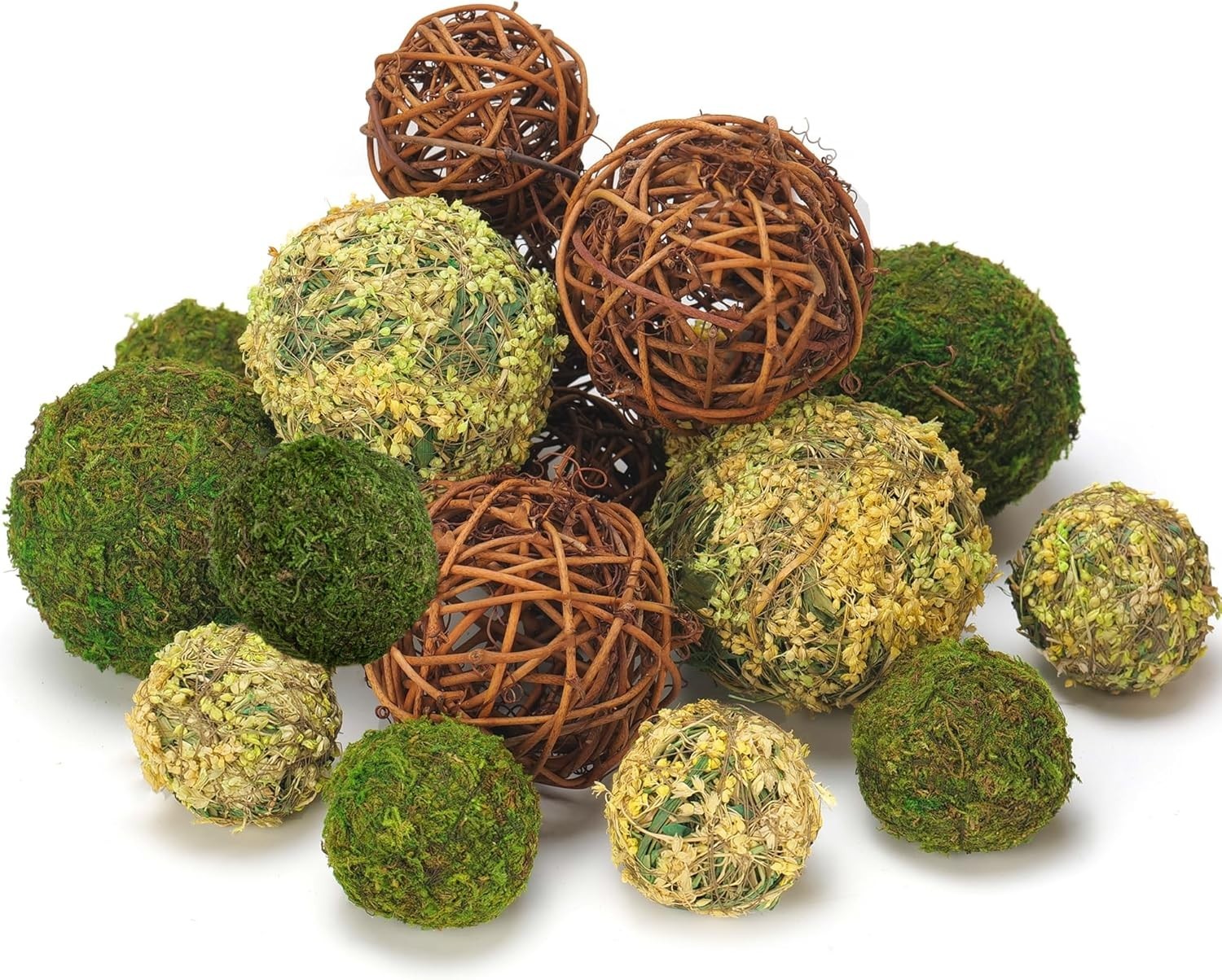 Decorative Balls for Centerpiece Bowls Set 18pcs Faux Moss Rattan Wedding Decor