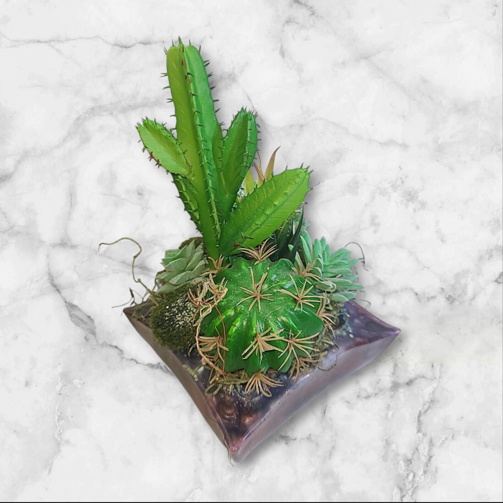 Small Artificial Succulent Flower Arrangement Centerpiece Plant 6″x6″x9″Tall