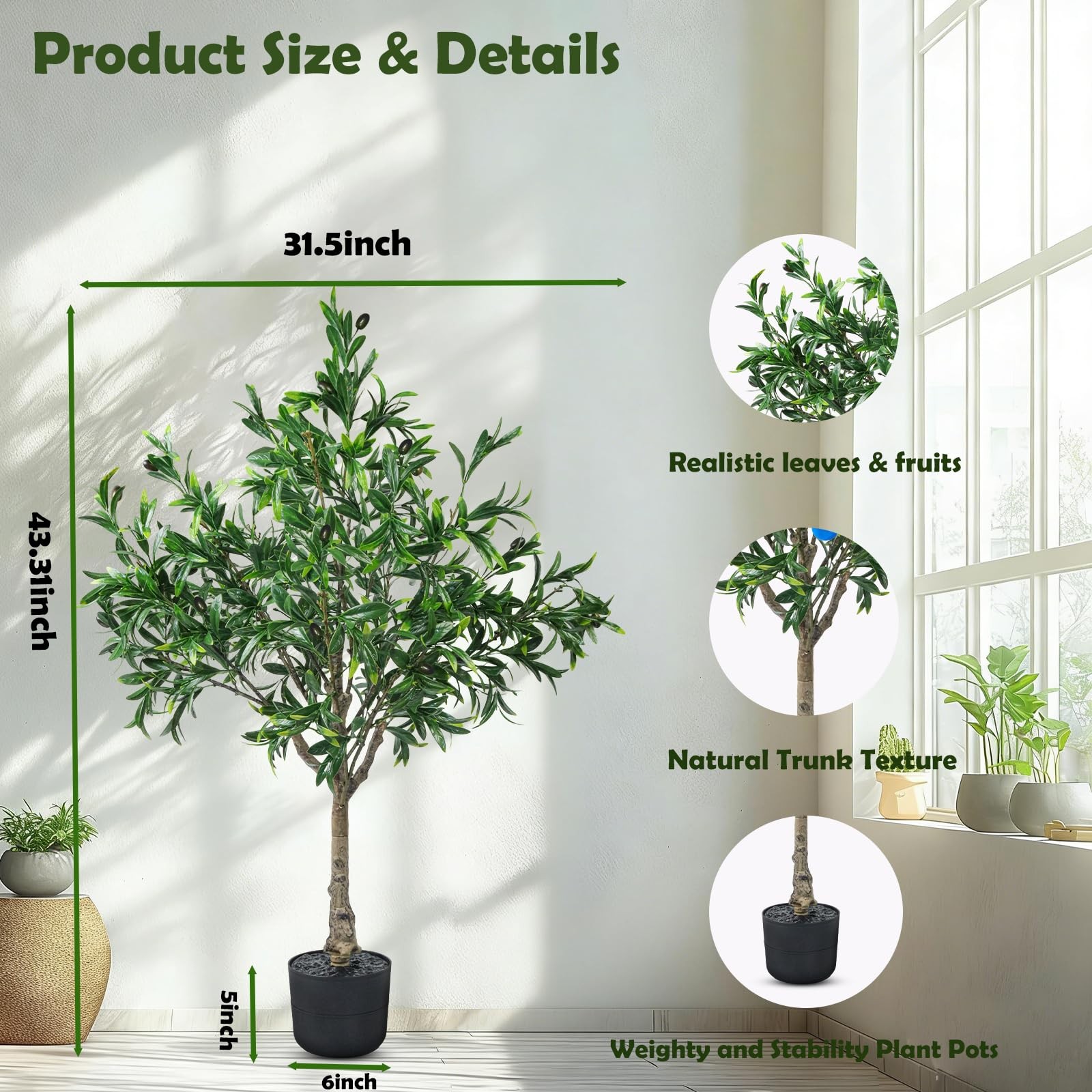 Olive Trees Artificial Indoor Outdoor Potted Artificial Plants,3.6FT Pathway …