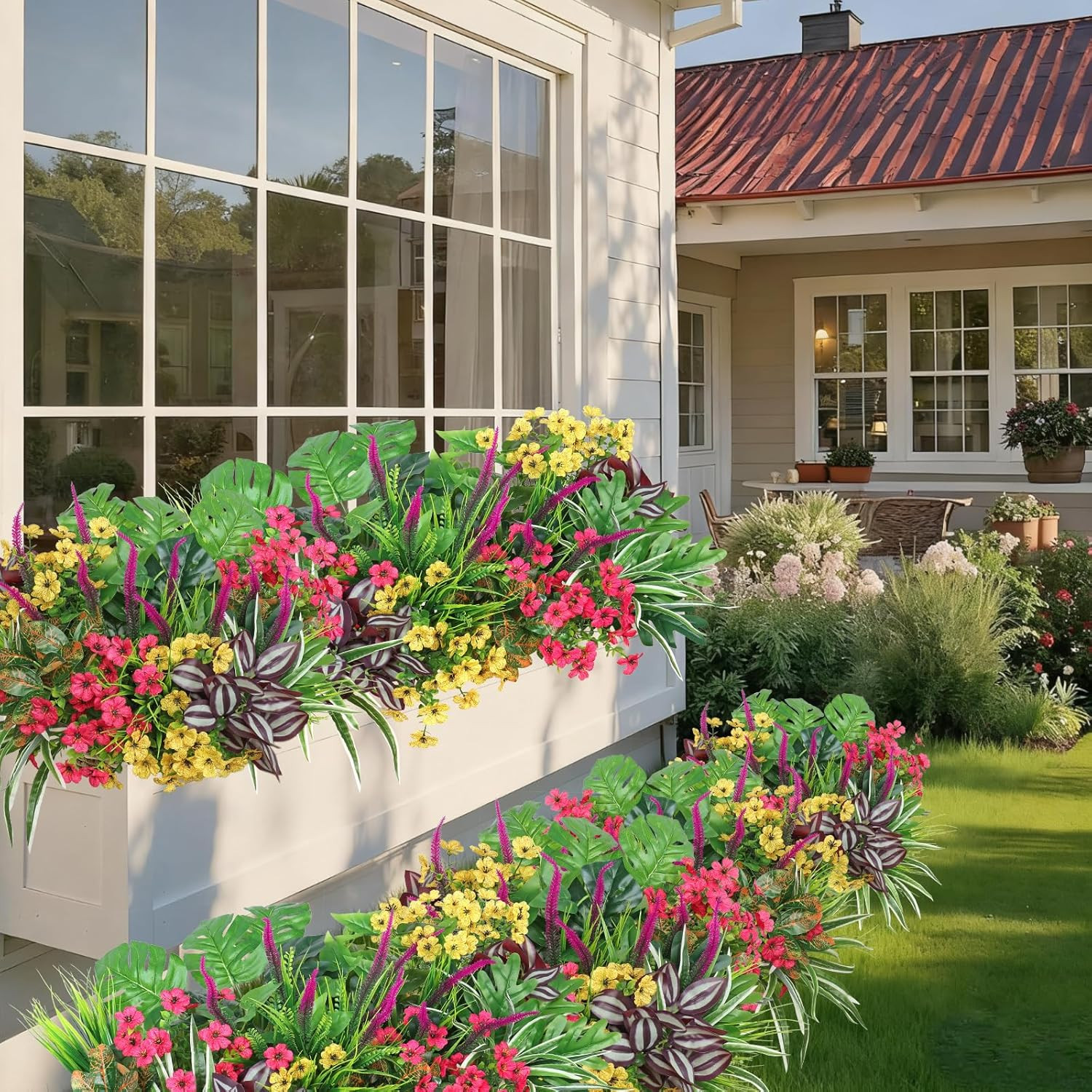 20 Bundles UV Resistant Fake Flowers for Home Garden Decor