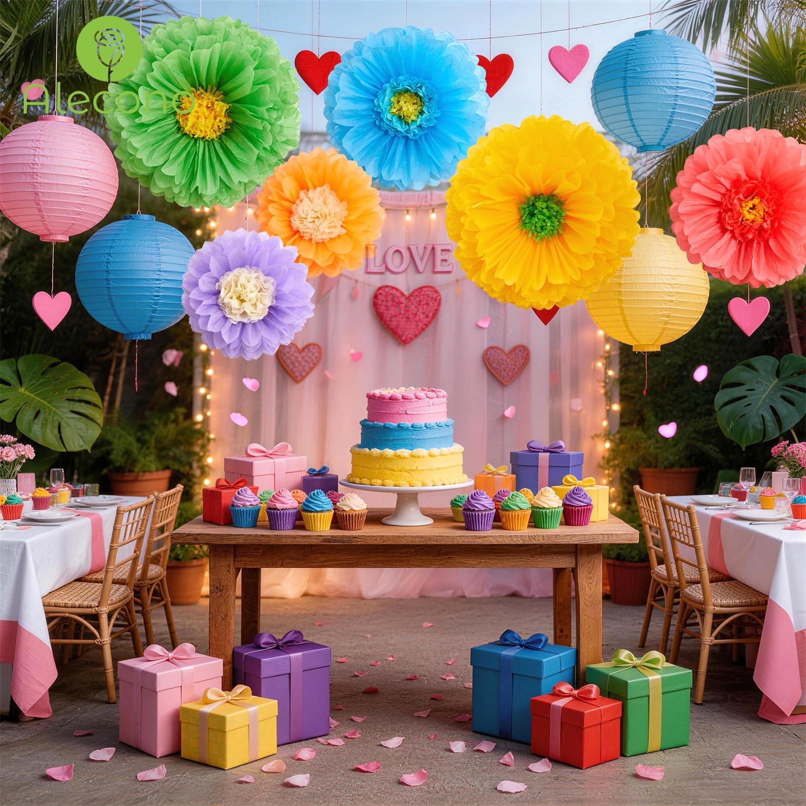 6 PCS Giant Paper Flowers Handcrafted Tissue 31x24x20 Inch Floral Backdrop
