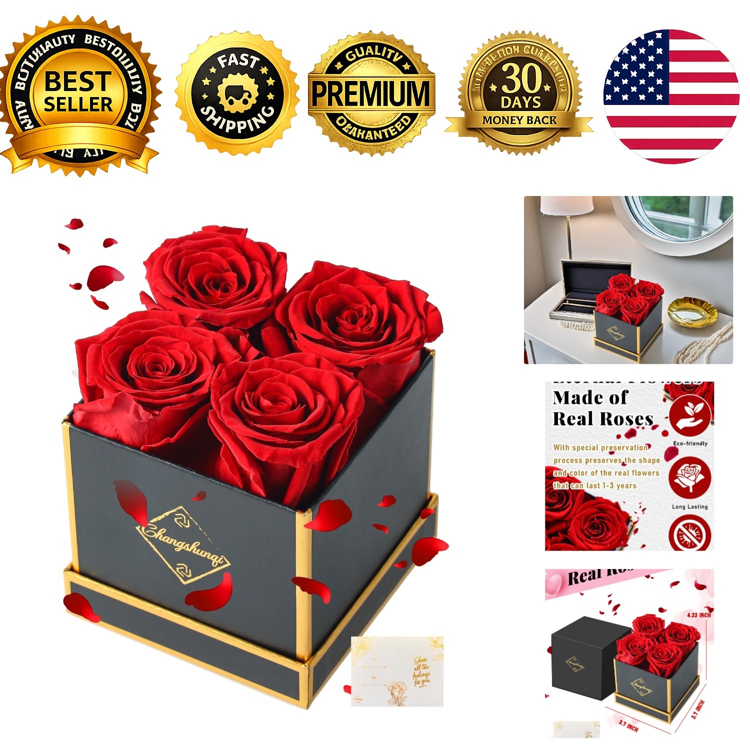 Forever Flowers Preserved Roses in a Box Eternal Rose Flowers Gift for Her Women