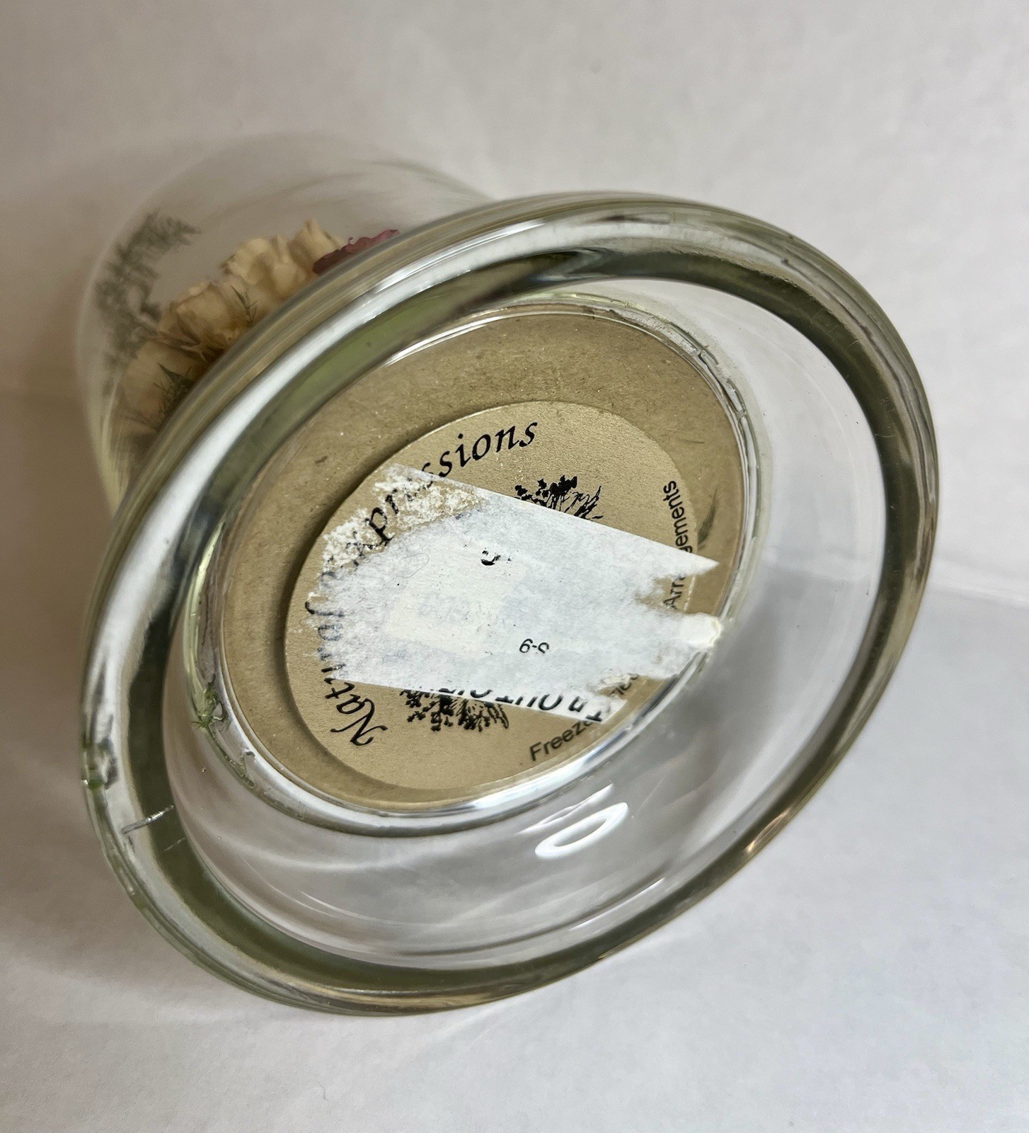 Vintage 90s Natural Expressions Dried Roses Butterfly Glass Terrarium Grannycore