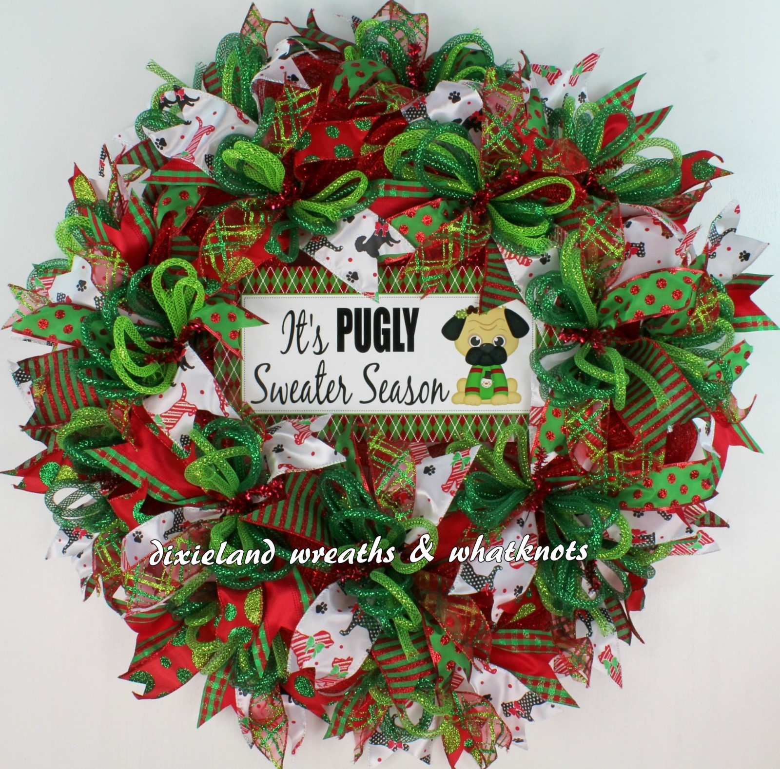 Dog Christmas Wreath, Dog Holiday Wreath, Ugly Sweater Wreath, Dog Wreath