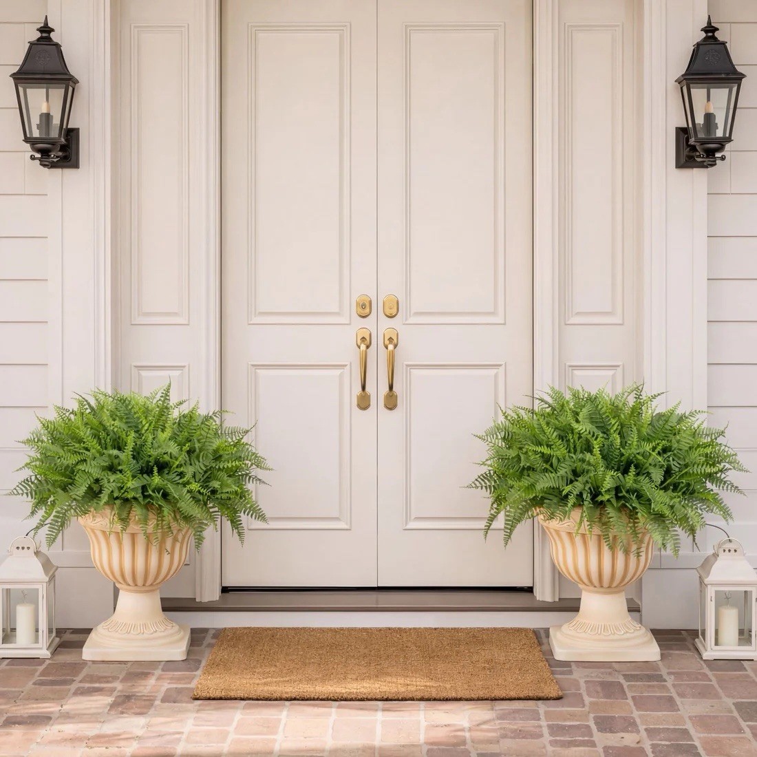 22” UV Artificial Fern in Decorative Urn Planter Indoor/Outdoor