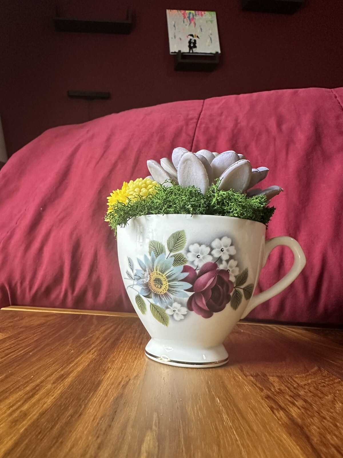 Faux Succulent Tea Cup Decor