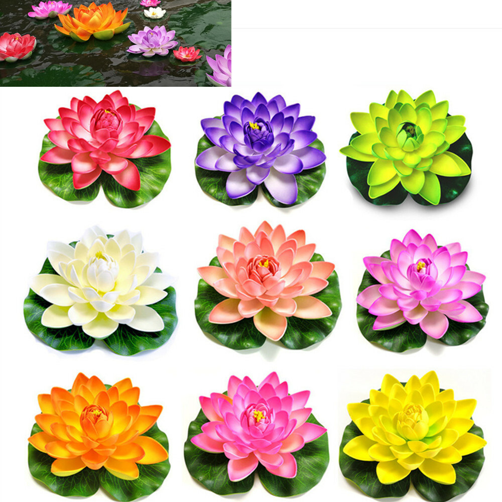 10pcs Artificial Lotus Flower Pad Floral Pond Tank Lillies Wedding Home Decor