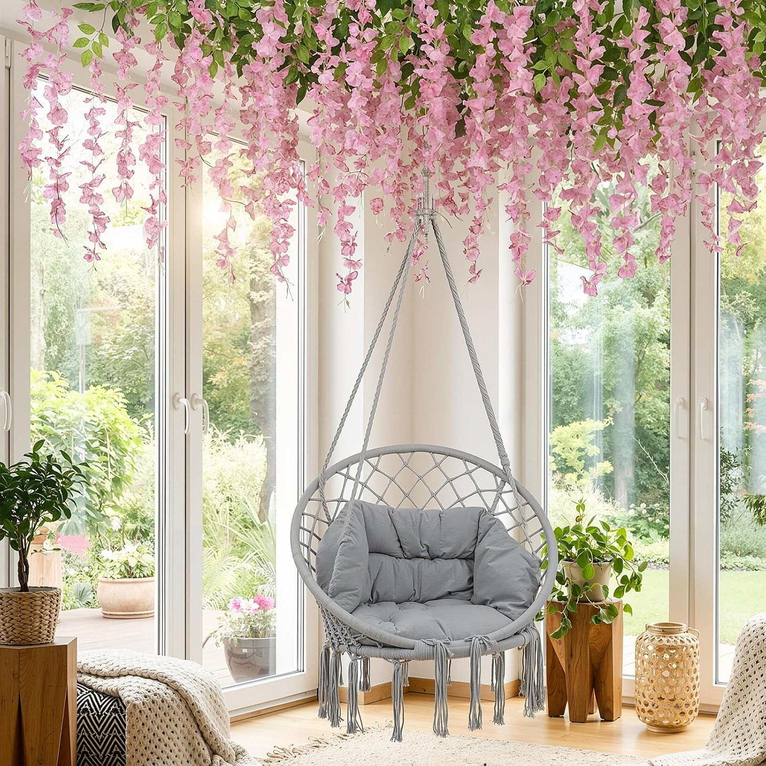 6 Pcs Wisteria Hanging Flowers Vines Fake Hanging Flowers Garland Artificial Wis
