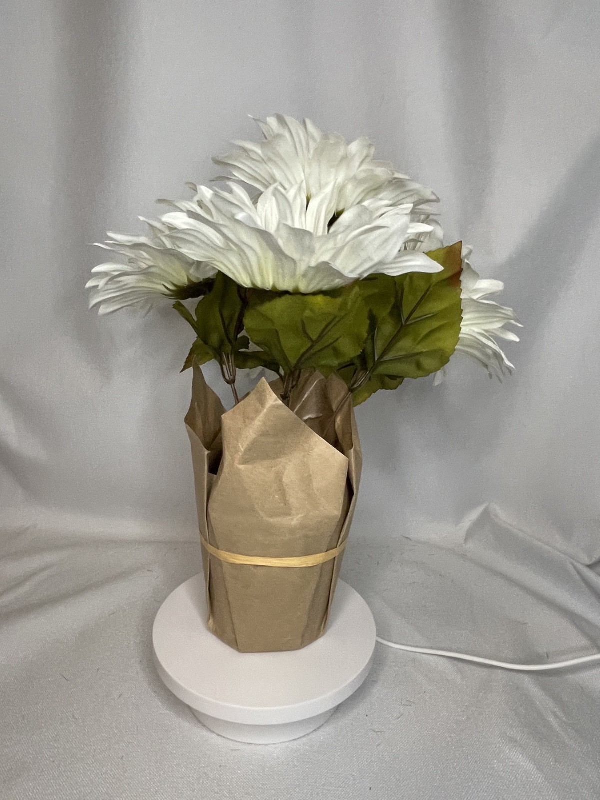 New Ashland Artificial Floral Cream Sunflower 8 Lg Blooms Light Pot 9”x12” HOM18