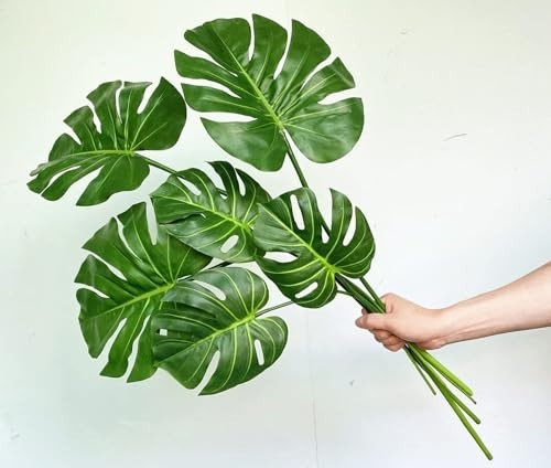 “Realistic Artificial Monstera Leaves – Faux Tropical Plant Stems for Home Decor