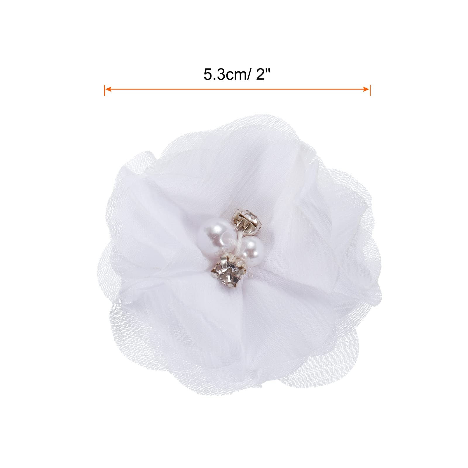 Artificial Rhinestone Chiffon Flower Heads White Faux Flowers 2 Inch for DIY …