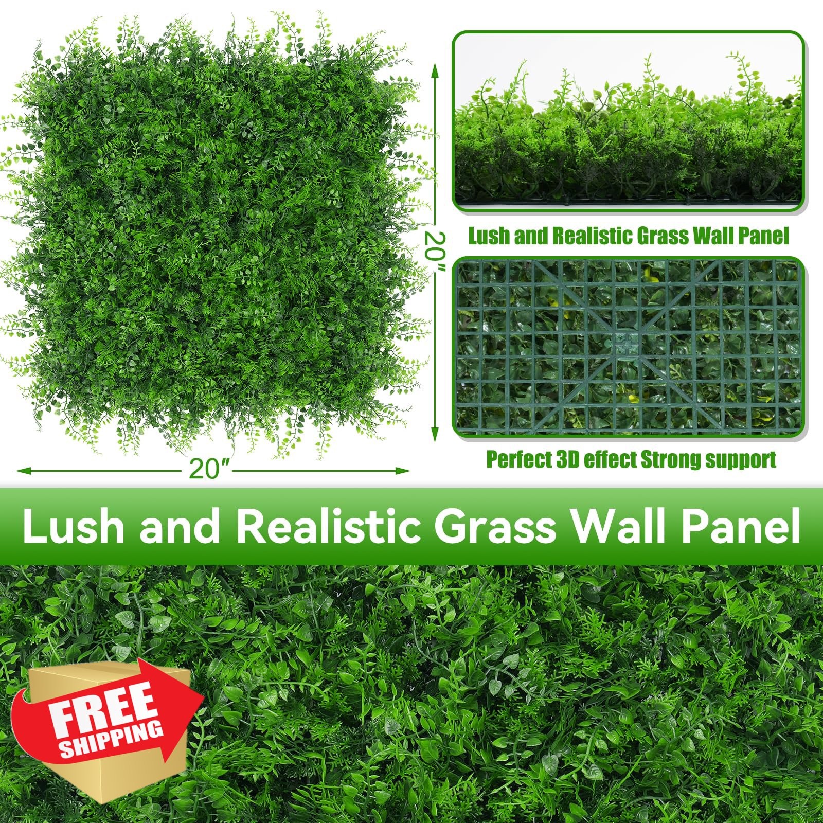 EverNature 6pc 20×20 Fern Grass Wall Panels