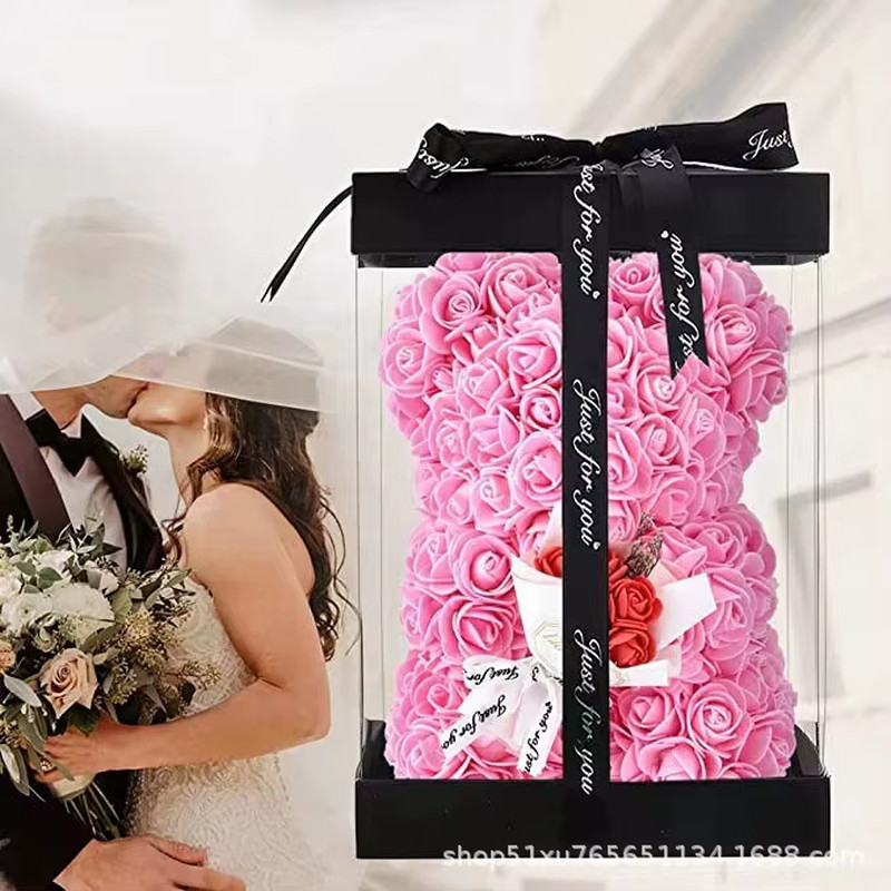 1Pc 25Cm Artificial Foam Flowers Bear Rose Bear Romantic Creative Gifts for Vale