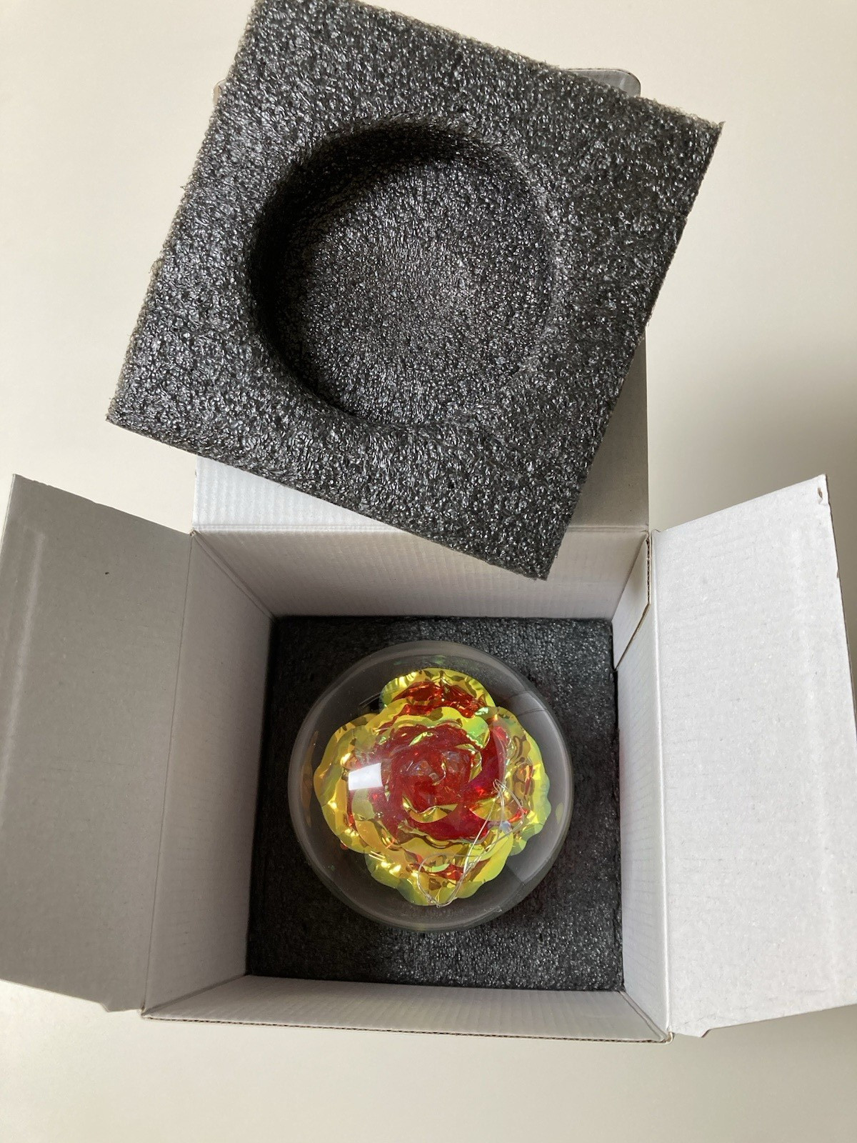Lighted Flower & Butterfly Display Best Gift For You LED Glass Dome Red Rose New