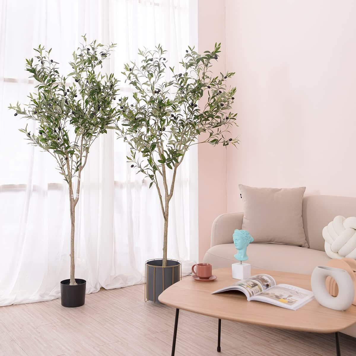 6FT Artificial Olive Tree for Living Room, Bendable Faux Silk Plant Decor