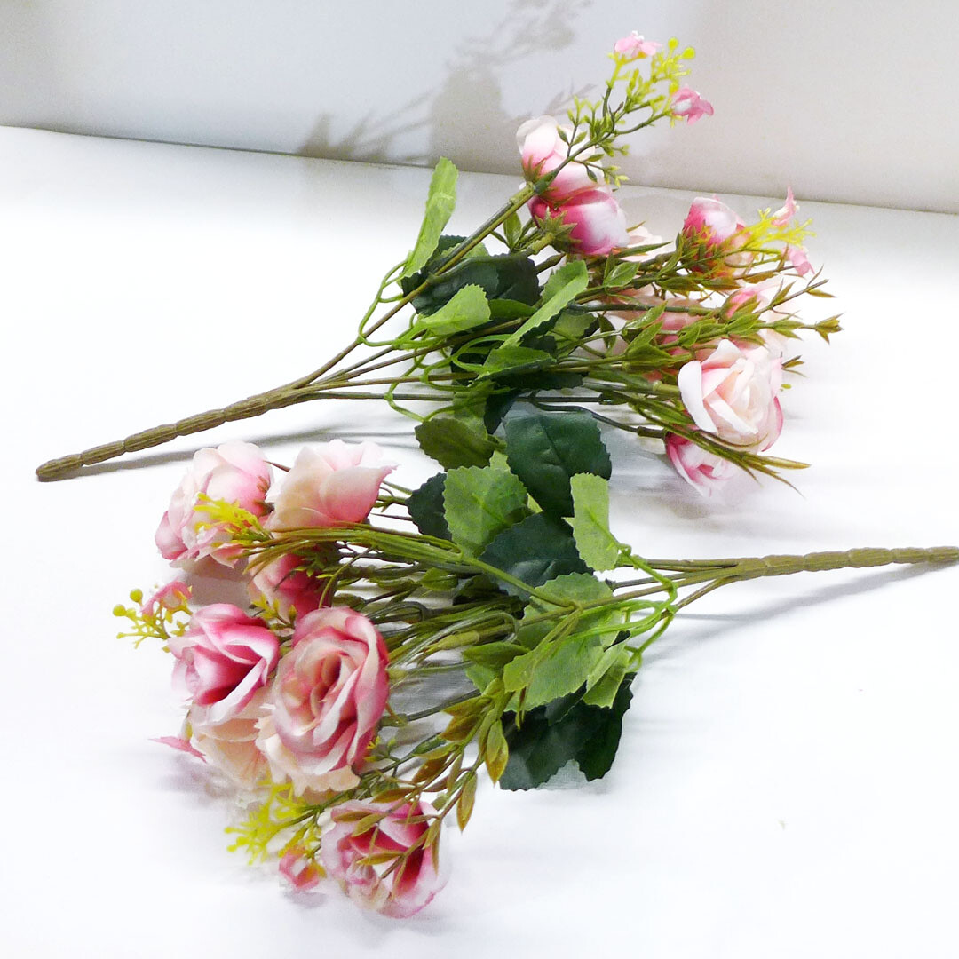 Artificial Plants Rose Flowers Fake Grass Wedding Decora (buy 2 get 2 free)
