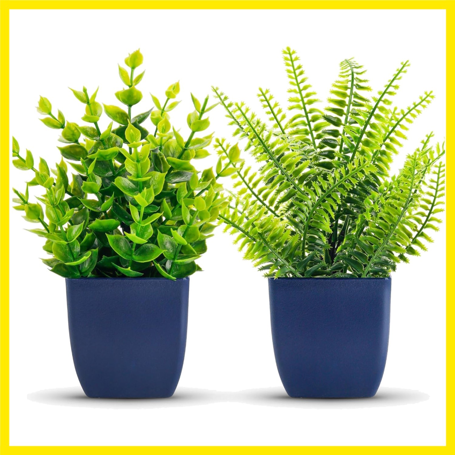2 Pack Fake Plants Small Artificial Plants for Blue Bathroom Decor | Simple f…